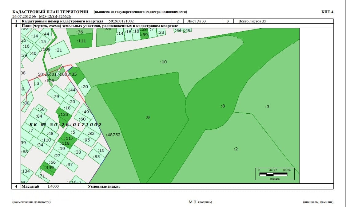 Кадастровый план участка в Михнево